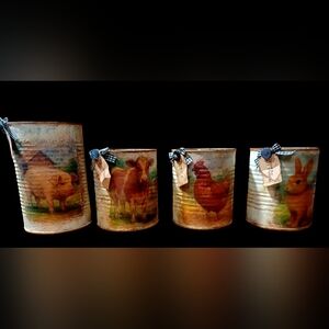 Rustic Farm Animal Tin Canisters